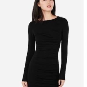 Express Ruched Long Sleeve Sweater Dress